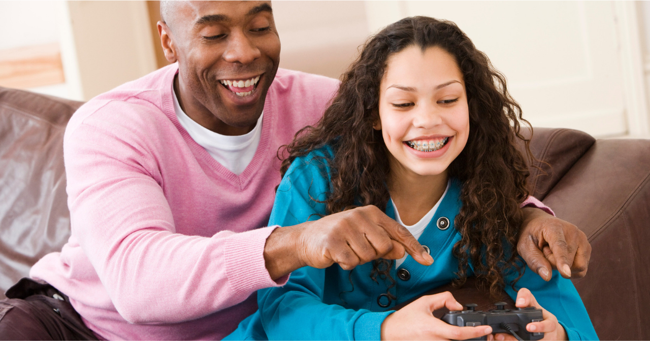 A father and daughter spend time together