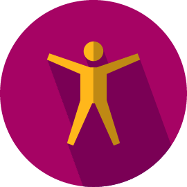An icon of a person with their arms and legs spread wide. 