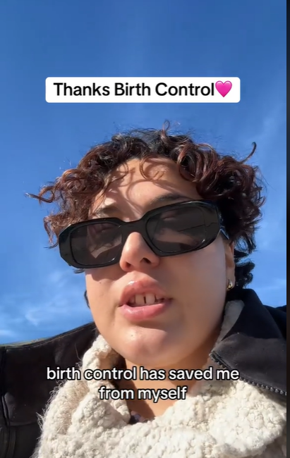 A screenshot of a TikTok by user sexeducationnation saying #ThxBirthControl.