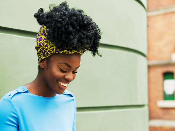 A young woman laughing