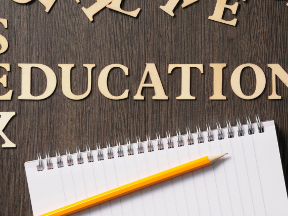 Wood block letter spell out the words "sex education"