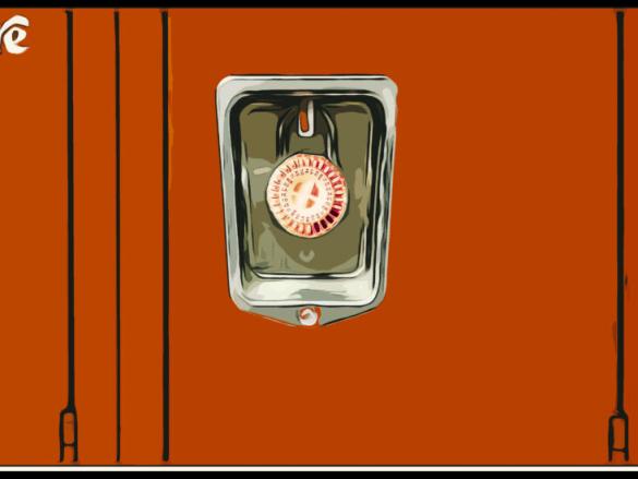 An illustration of a school locker created by  Austen Risolvato/Rewire News Group.